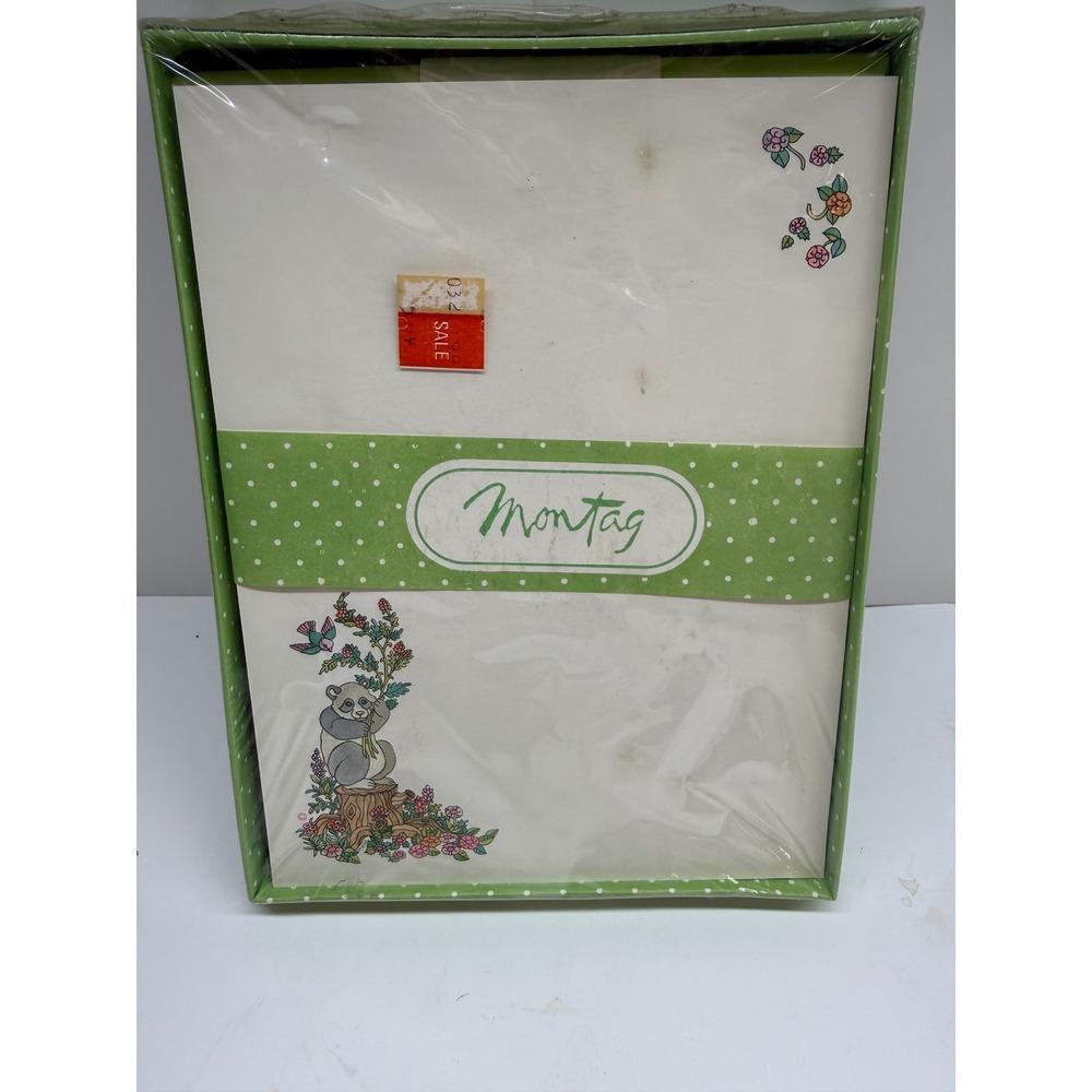 Vintage 1977 Montag Fuzzy Wuzzy Panda Stationery Set Mead 159-88038-C New Sealed